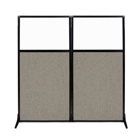 Versare Work Station Screen 66" x 70" Warm Pebble Fabric With Clear Window 1812428